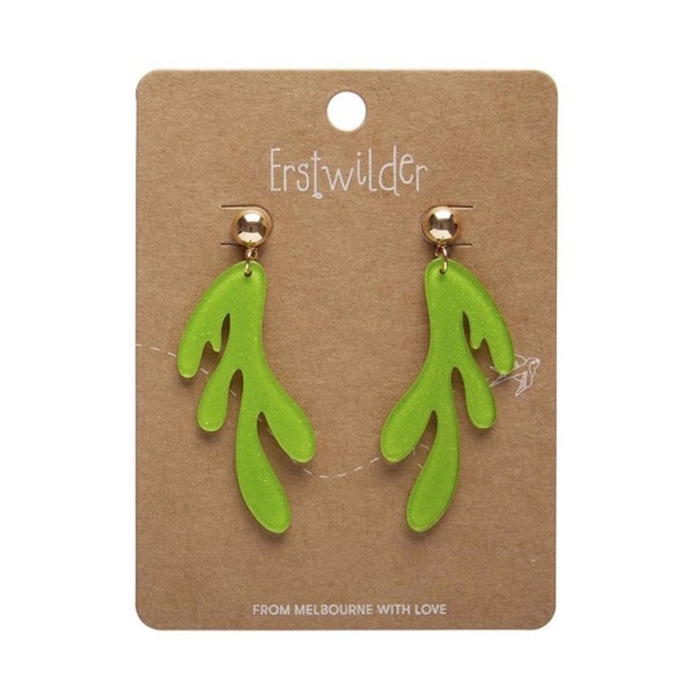 New release 3/2025” Reef Coral Drop Earrings - Green by Erstwilder